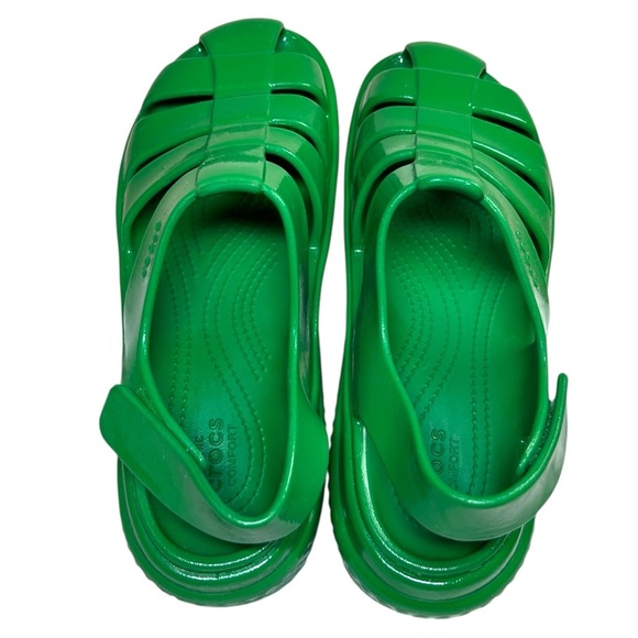 Crocs - Women’s ‘Stomp’ Fisherman High-Shine Platform Sandals - Green Ivy Size 9 - Picture 8 of 16